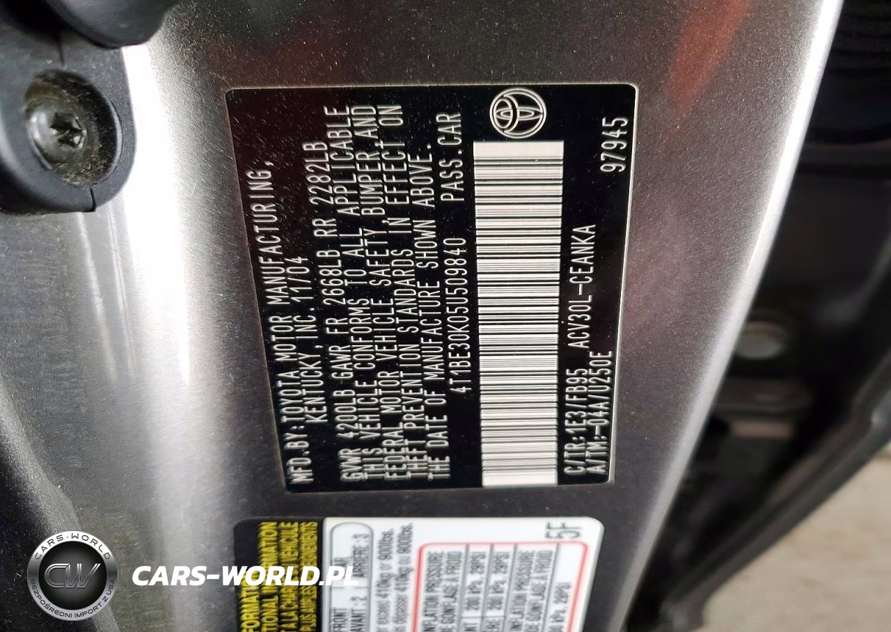2005 Toyota Camry VIN:4T1BE30K05U509840 - 12
