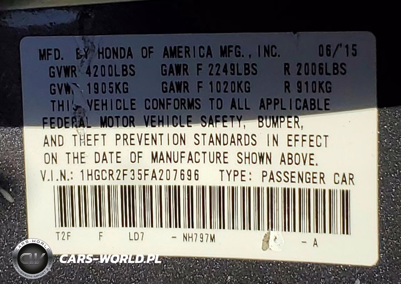 2015 Honda Accord Lx VIN:1HGCR2F35FA207696 - 12