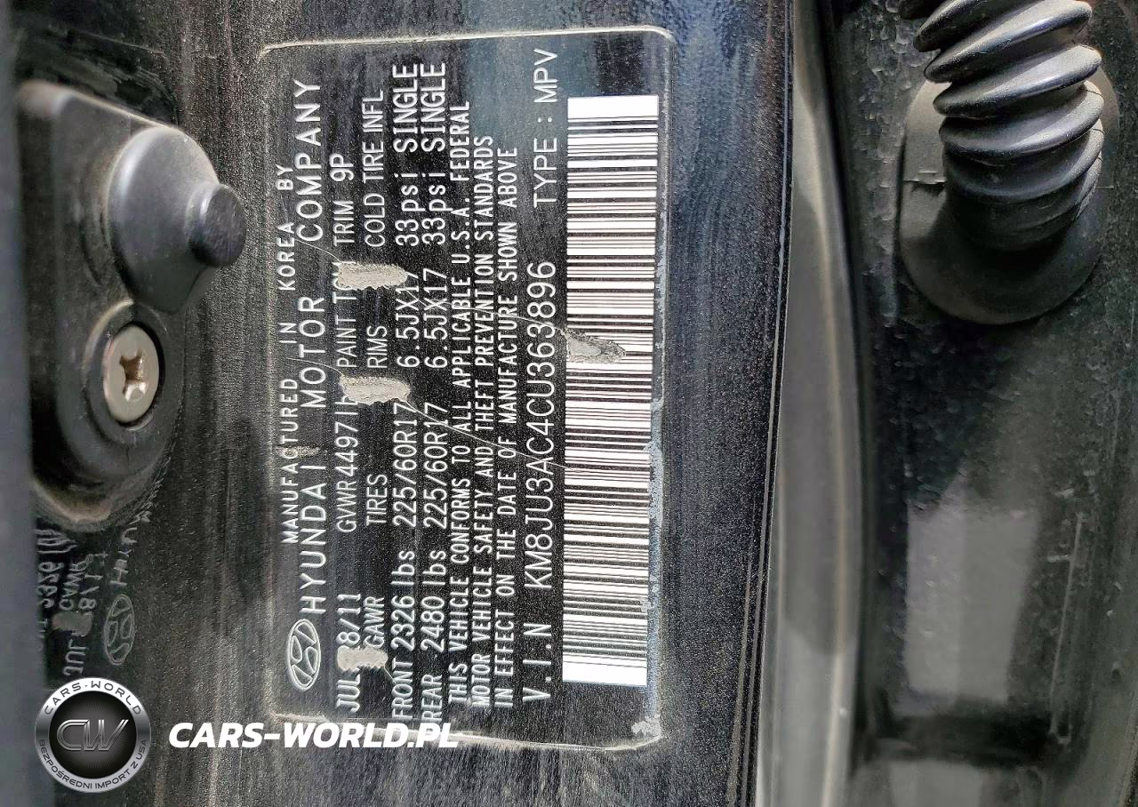 2012 Hyundai Tucson Gls VIN:KM8JU3AC4CU363896 - 13