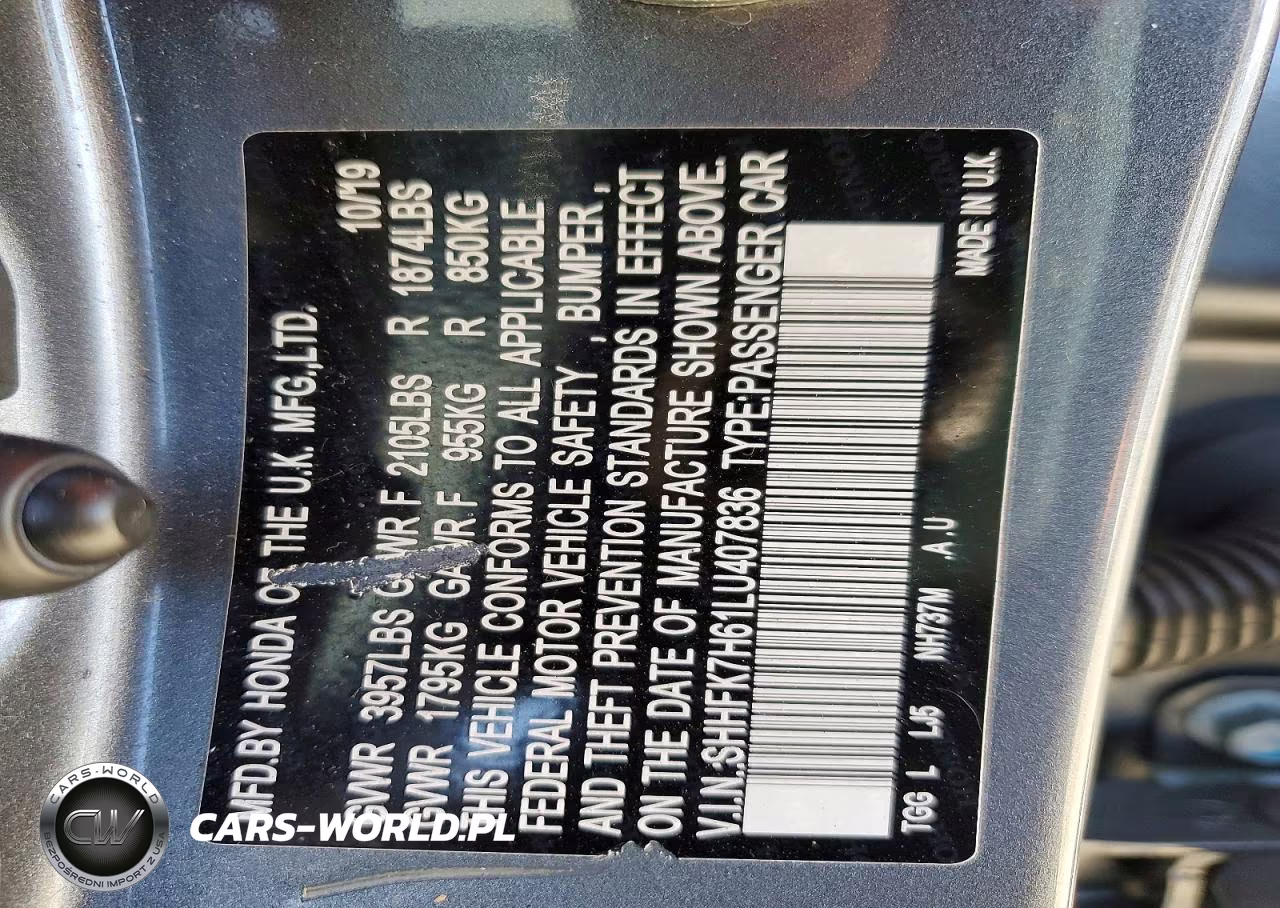 2020 Honda Civic Ex VIN:SHHFK7H61LU407836 - 12