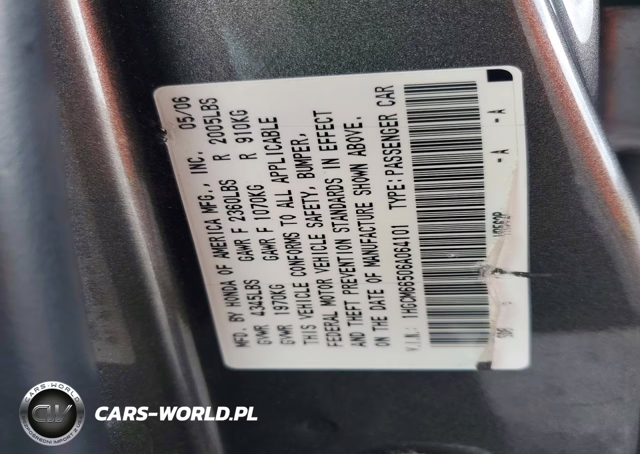 2006 Honda Accord VIN:1HGCM66506A064101 - 12