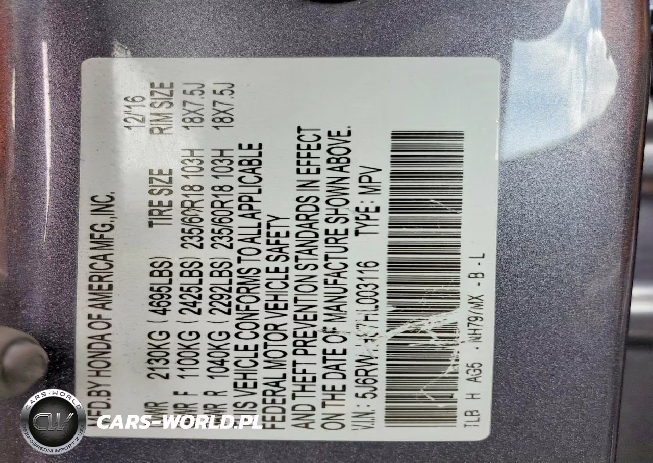 2017 Honda Cr-V Exl VIN:5J6RW1H87HL003116 - 14