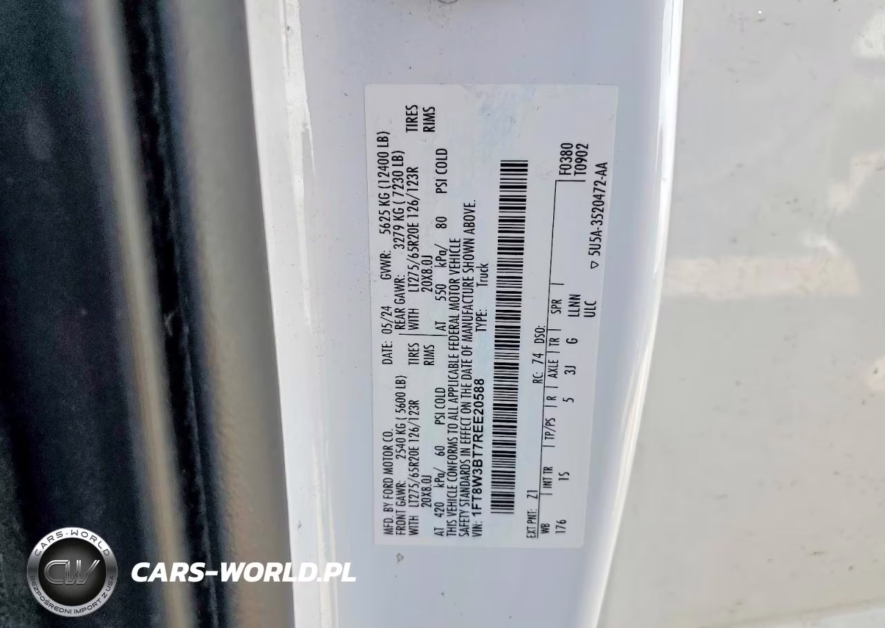 2024 Ford F350 Super Duty VIN:1FT8W3BT7REE20588 - 12