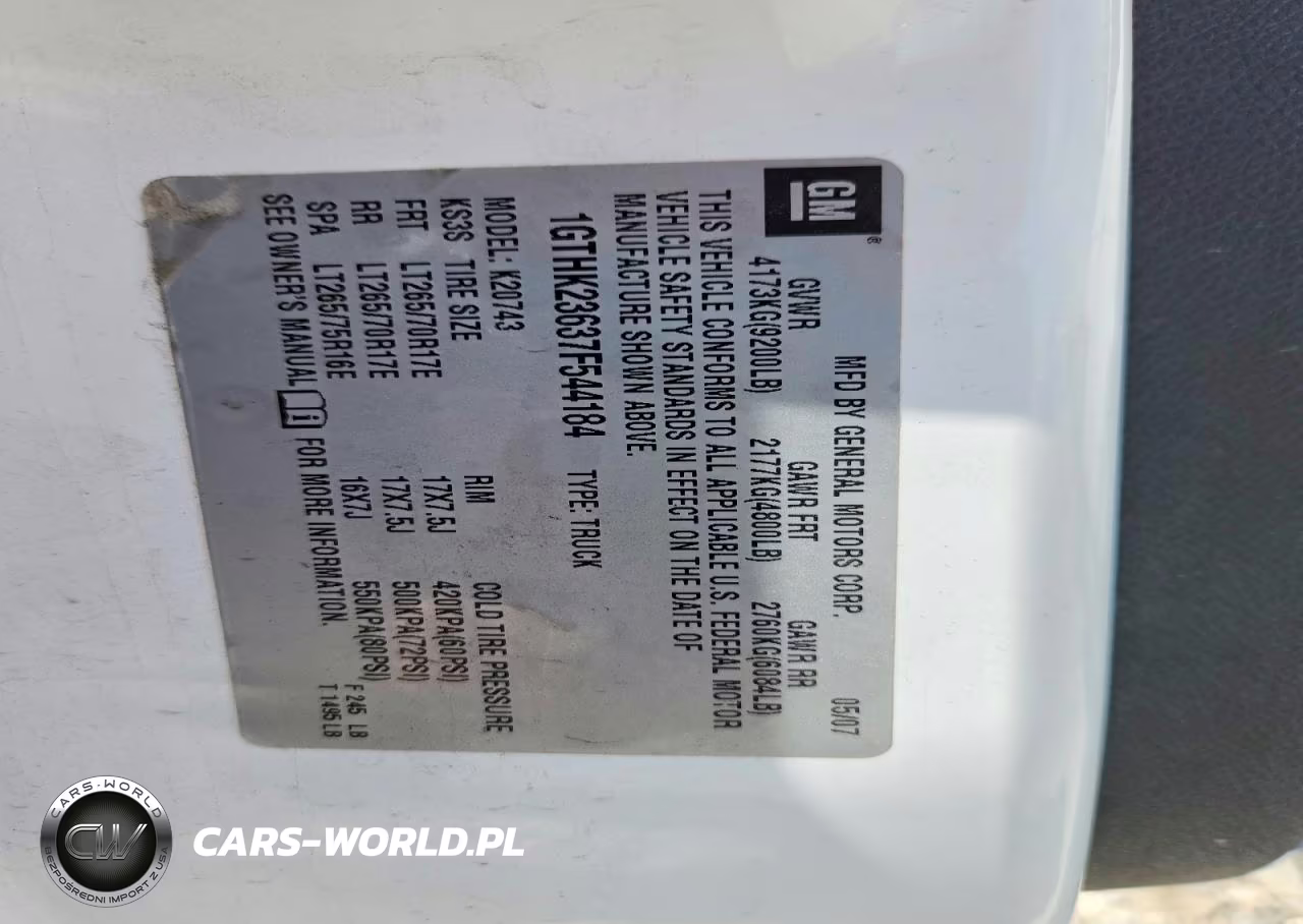 2007 GMC Sierra K2500 Heavy Duty VIN:1GTHK23637F544184 - 12