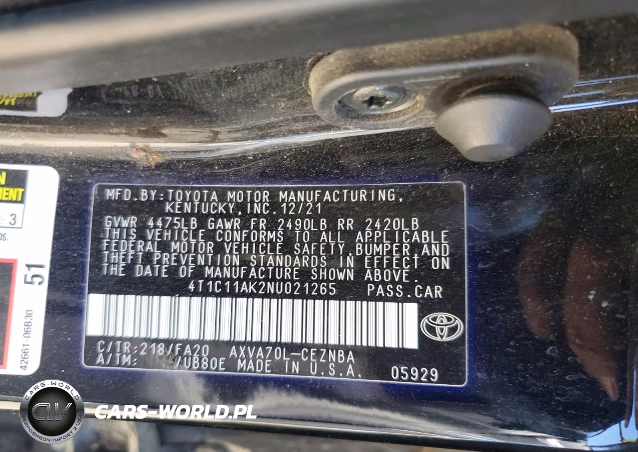 2022 Toyota Camry Le VIN:4T1C11AK2NU021265 - 12