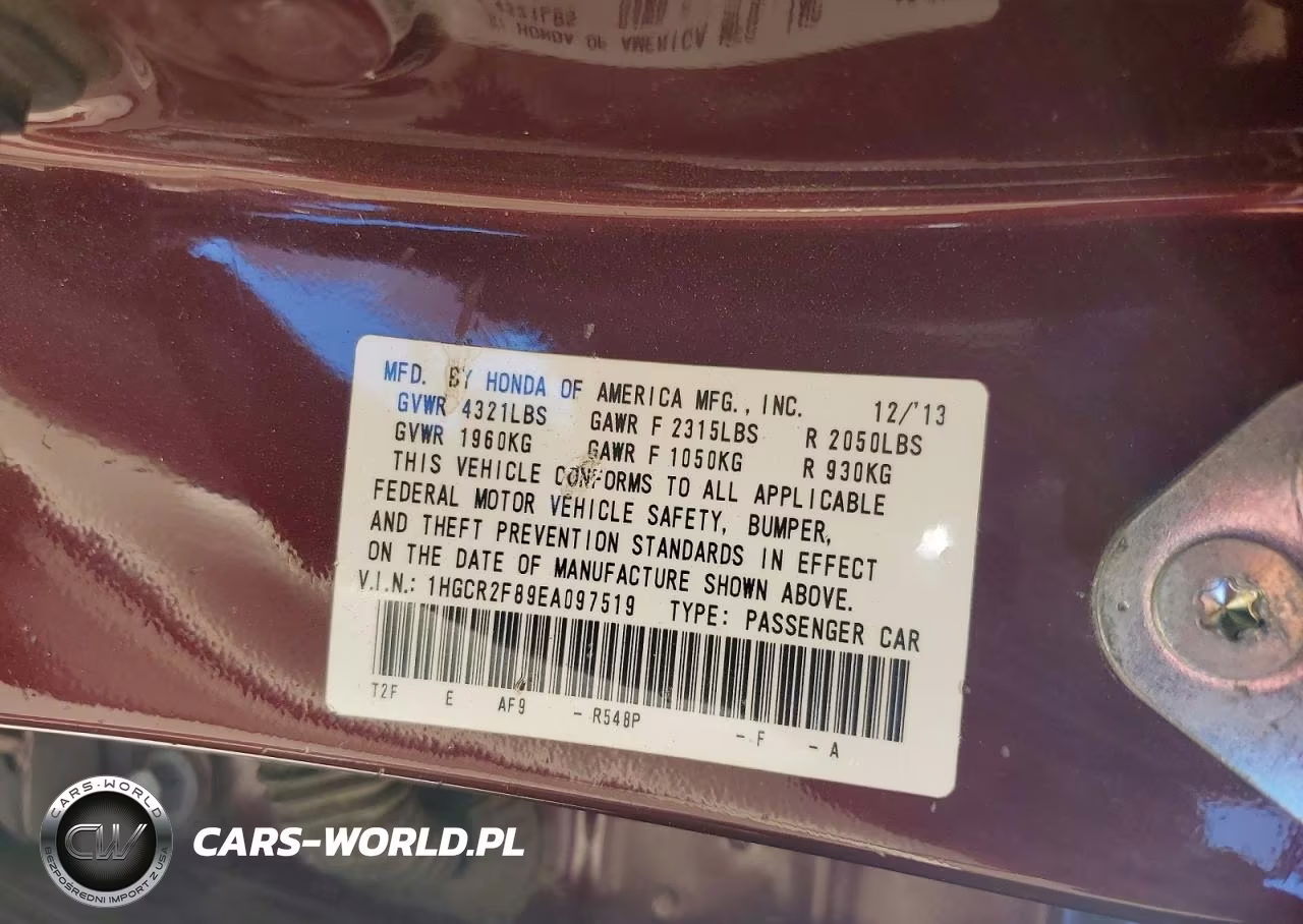 2014 Honda Accord Exl VIN:1HGCR2F89EA097519 - 12
