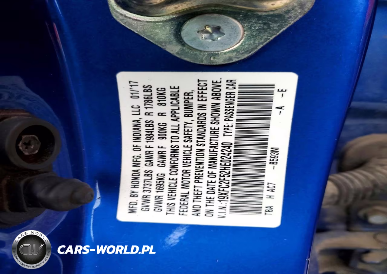 2017 Honda Civic Lx VIN:19XFC2F52HE024240 - 12