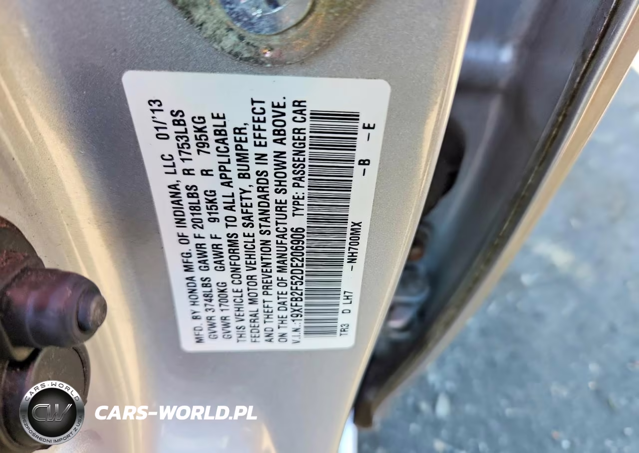 2013 Honda Civic Lx VIN:19XFB2F52DE206906 - 12