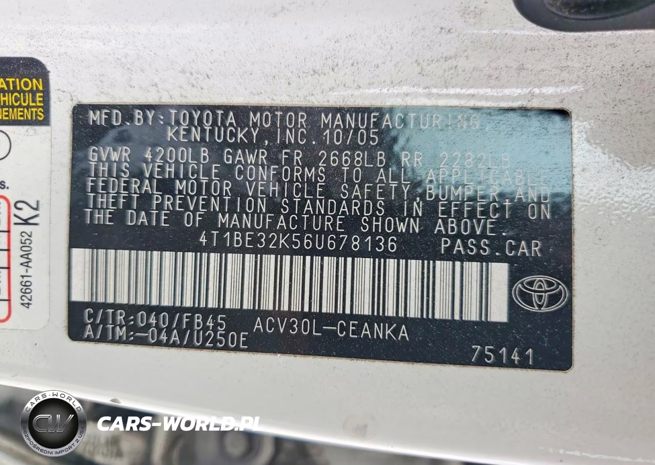 2006 Toyota Camry Le VIN:4T1BE32K56U678136 - 12