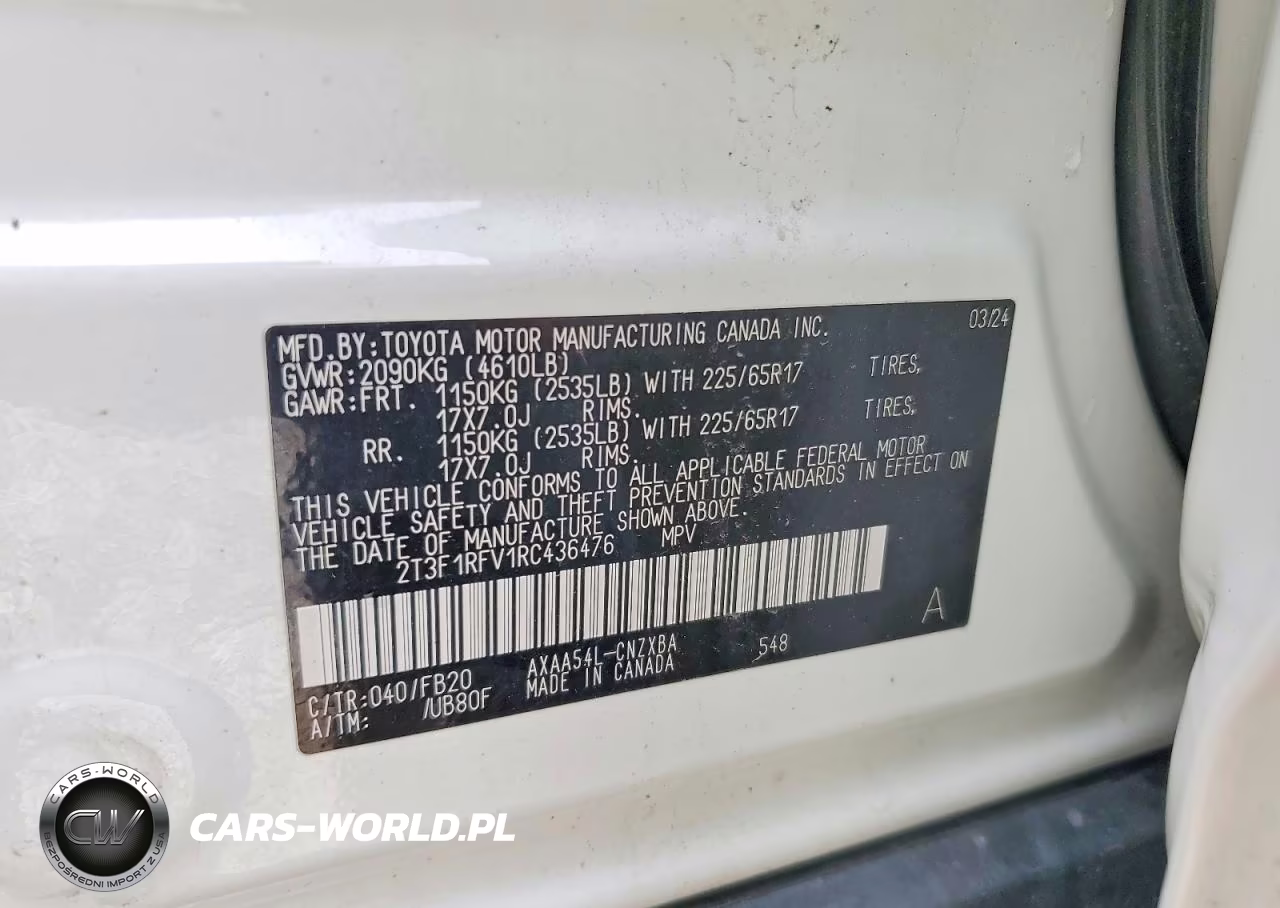 2024 Toyota Rav4 Le VIN:2T3F1RFV1RC436476 - 13
