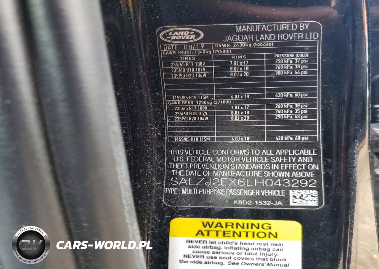 2020 Land Rover Range Rover Evoque S VIN:SALZJ2FX6LH043292 - 13