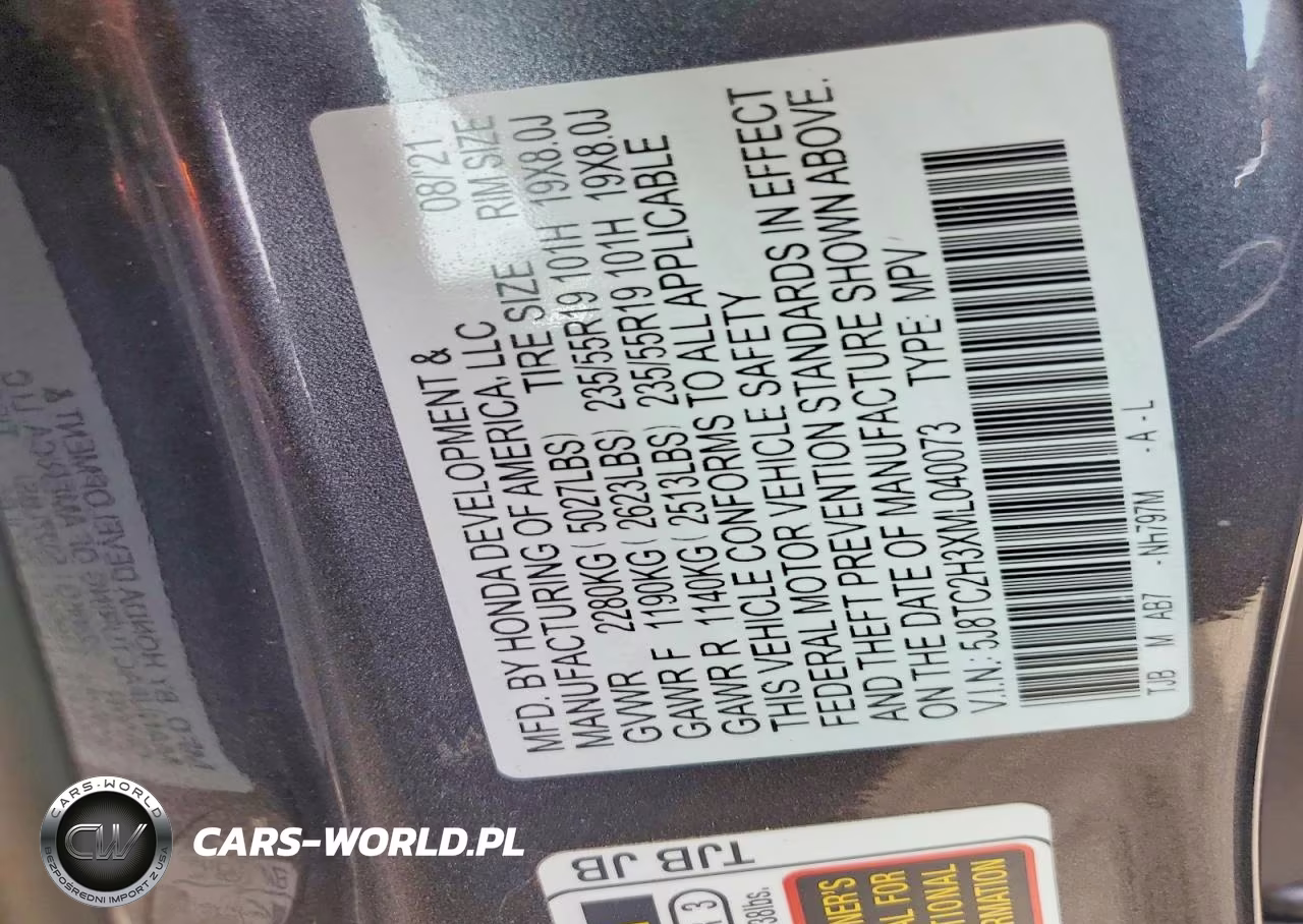 2021 Acura Rdx VIN:5J8TC2H3XML040073 - 13