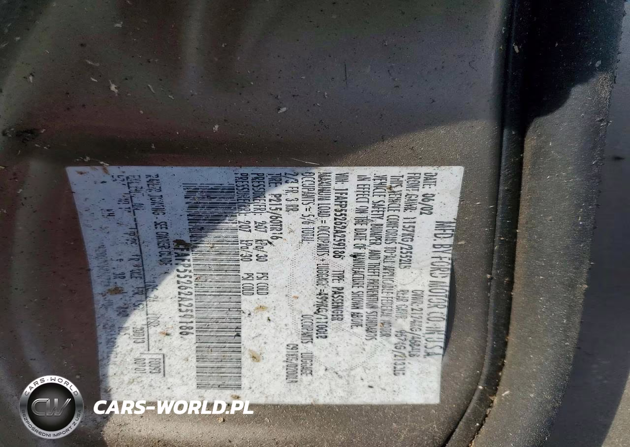 2002 Ford Taurus Ses VIN:1FAFP55262A259186 - 12