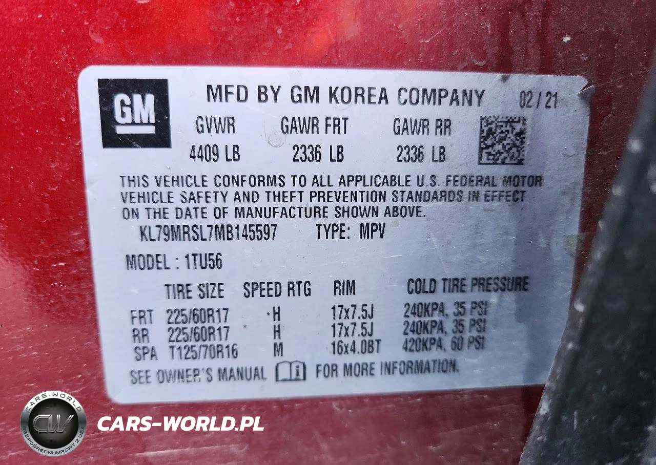 2021 Chevrolet Trailblazer Lt VIN:KL79MRSL7MB145597 - 12