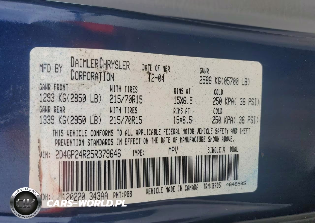 2005 Dodge Caravan VIN:2D4GP24R25R379646 - 13