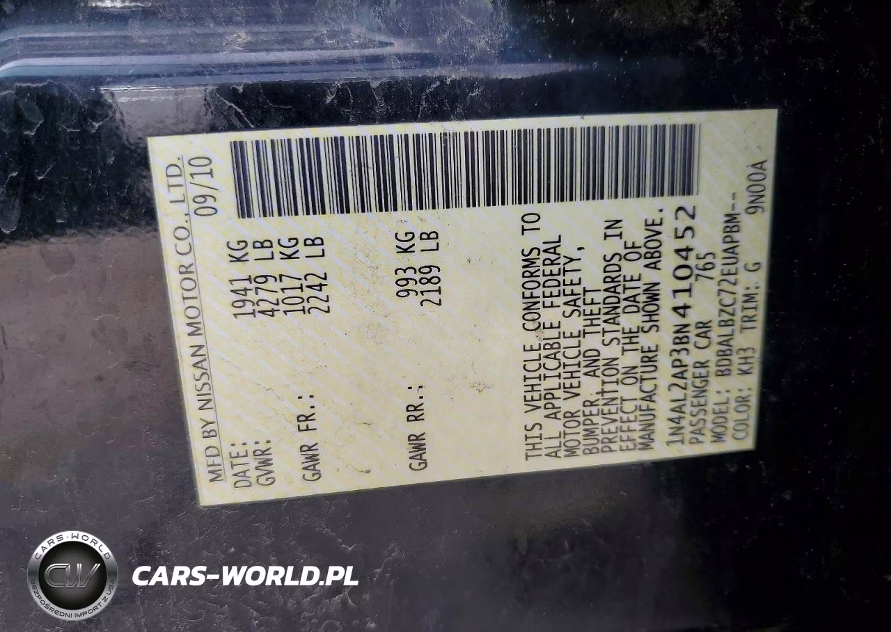2011 Nissan Altima 2.5 VIN:1N4AL2AP3BN410452 - 12