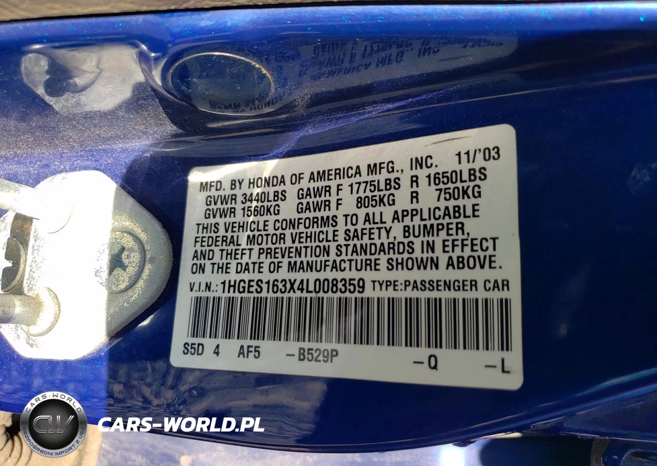 2004 Honda Civic Dx Vp VIN:1HGES163X4L008359 - 12