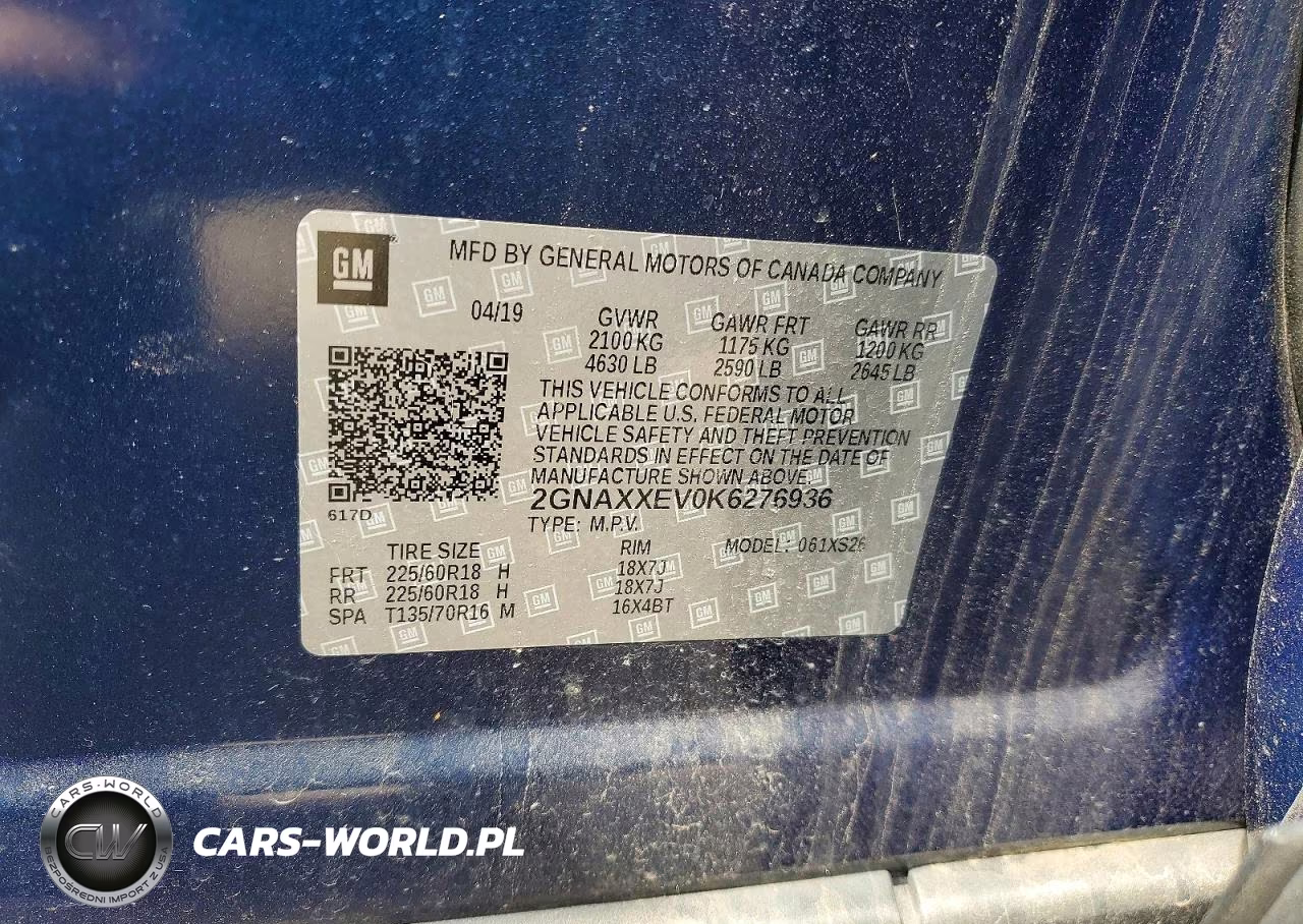 2019 Chevrolet Equinox Premier VIN:2GNAXXEV0K6276936 - 13