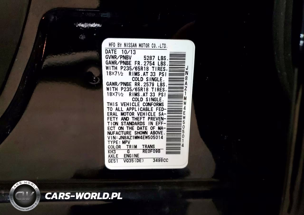 2014 Nissan Murano S VIN:JN8AZ1MW4EW505014 - 13