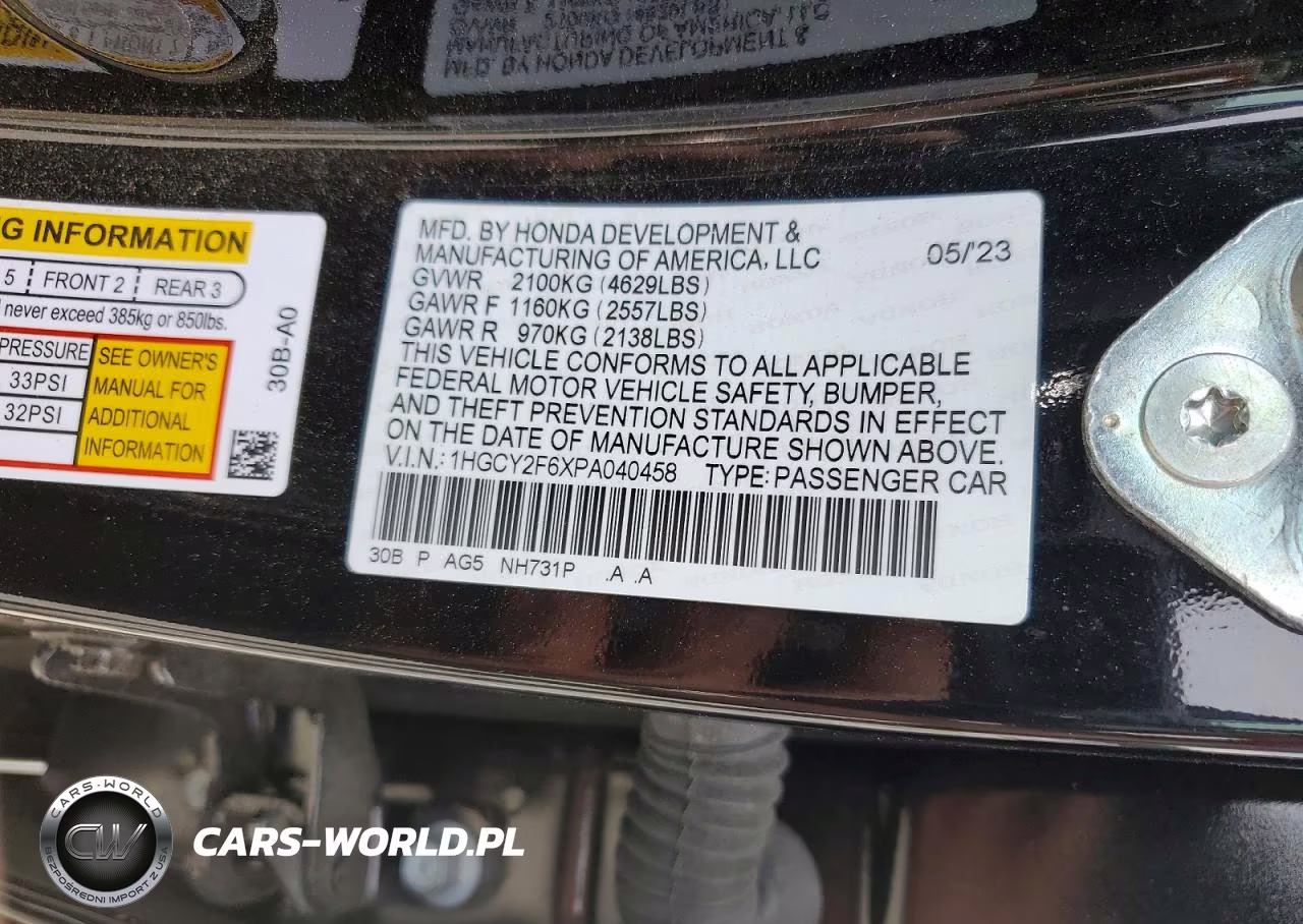 2023 Honda Accord Hybrid Exl VIN:1HGCY2F6XPA040458 - 12