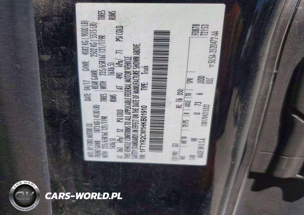 2017 Ford Transit T-250 Utility - Service Van VIN:1FTYR2CM1HKB01910 - 13