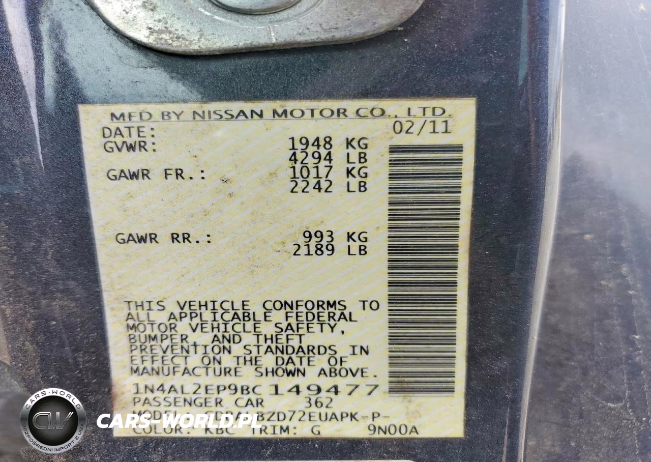 2011 Nissan Altima VIN:1N4AL2EP9BC149477 - 12