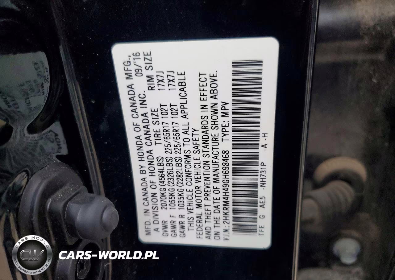 2016 Honda Cr-V Se VIN:2HKRM4H49GH698468 - 12