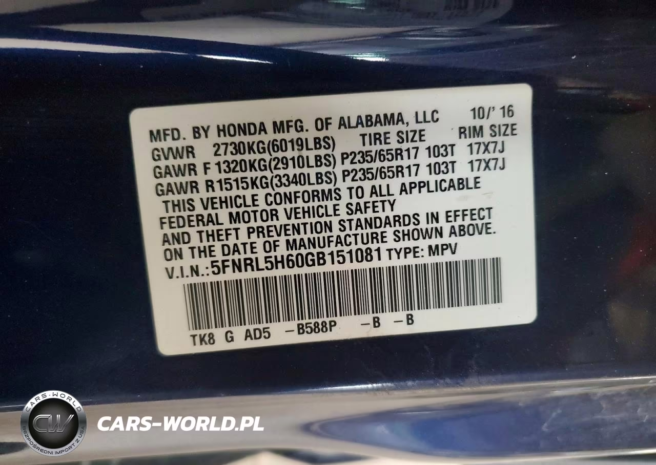 2016 Honda Odyssey Exl VIN:5FNRL5H60GB151081 - 13