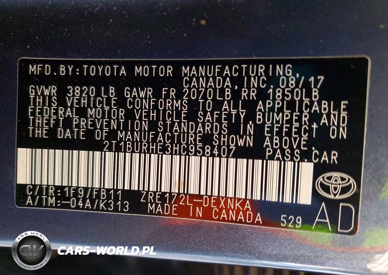 2017 Toyota Corolla Le VIN:2T1BURHE3HC958407 - 13