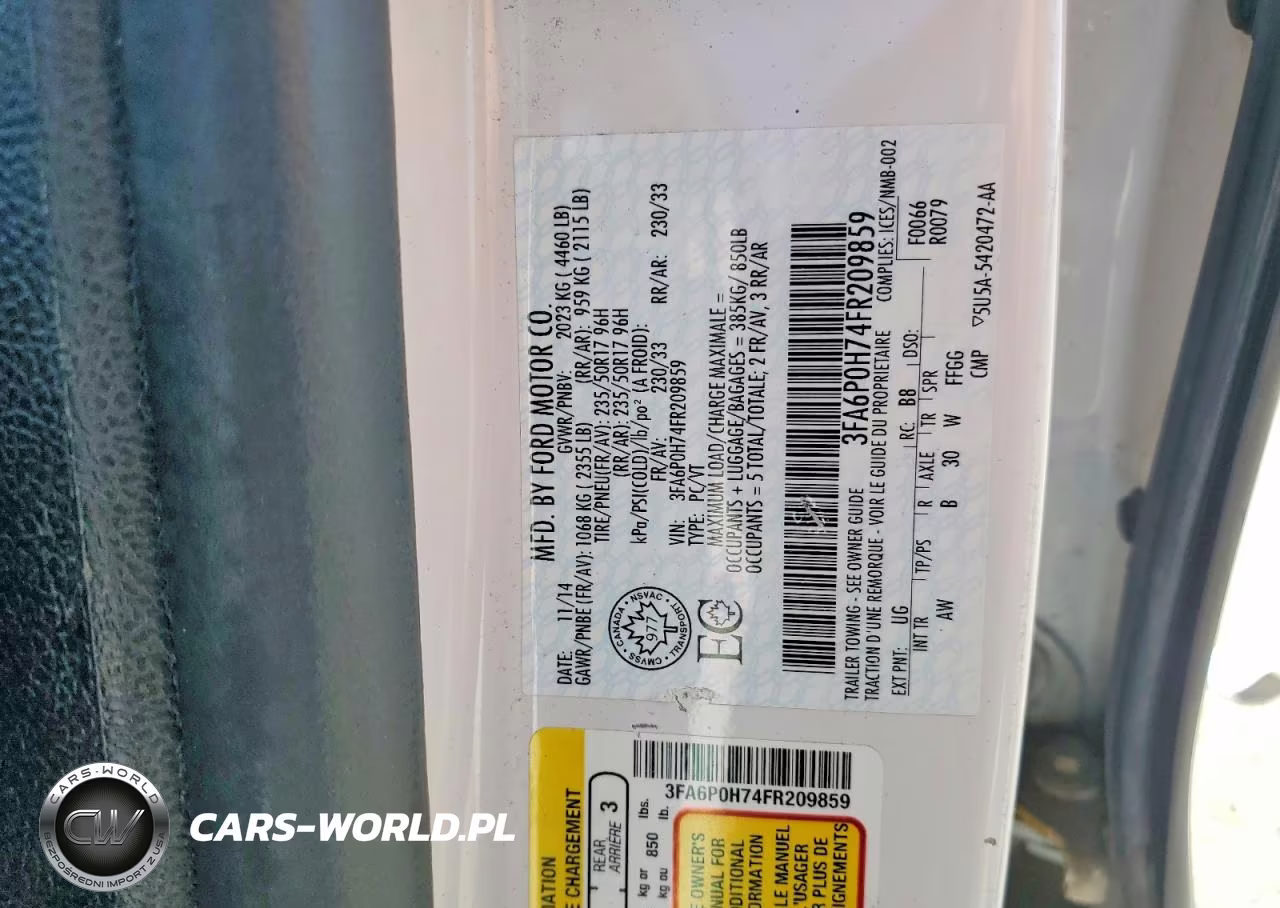 2015 Ford Fusion Se VIN:3FA6P0H74FR209859 - 12