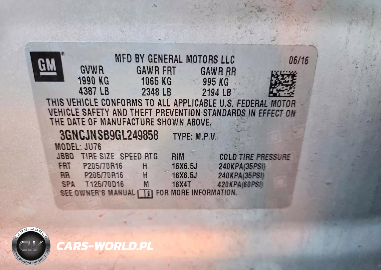 2016 Chevrolet Trax Ls VIN:3GNCJNSB9GL249858 - 13