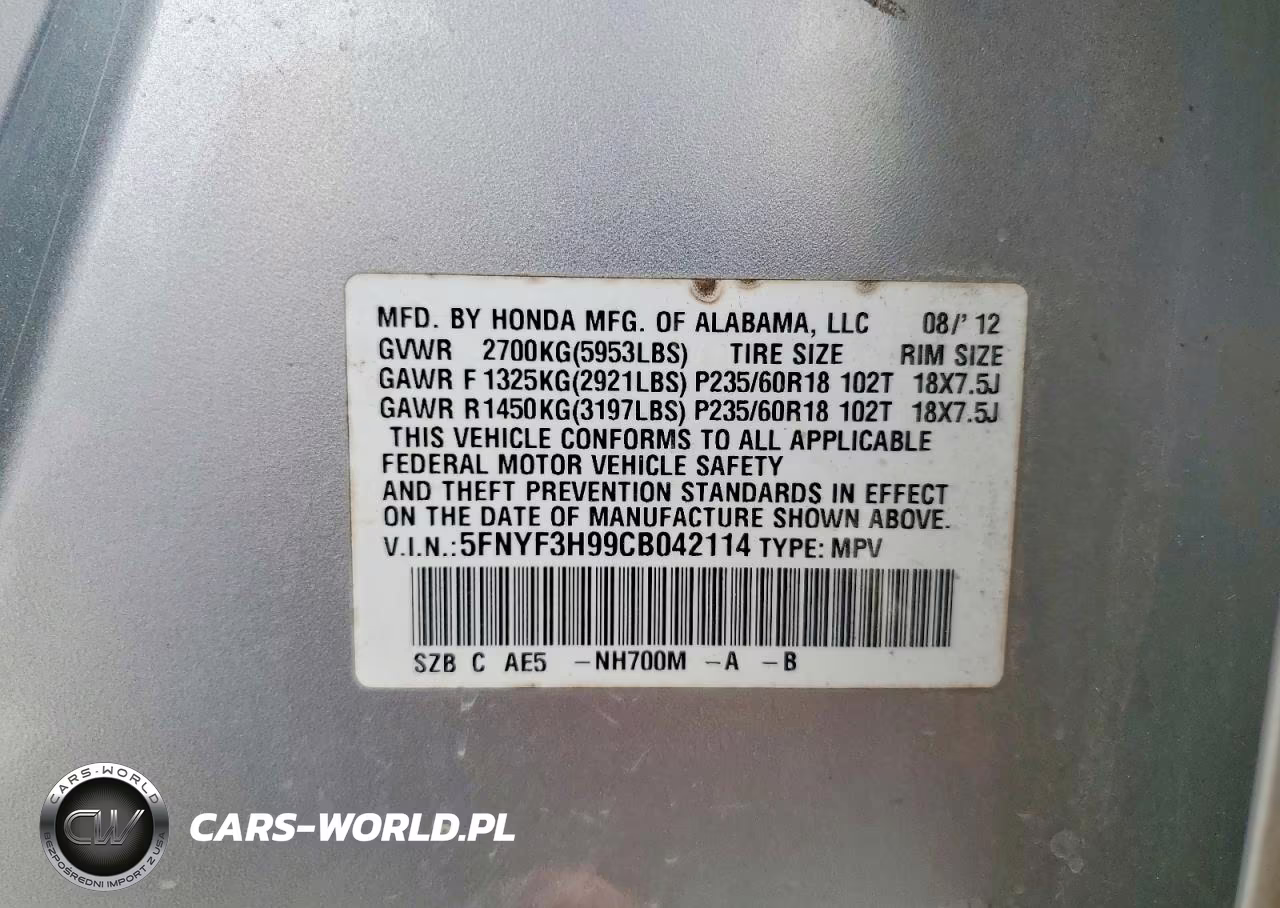2012 Honda Pilot Touring VIN:5FNYF3H99CB042114 - 13