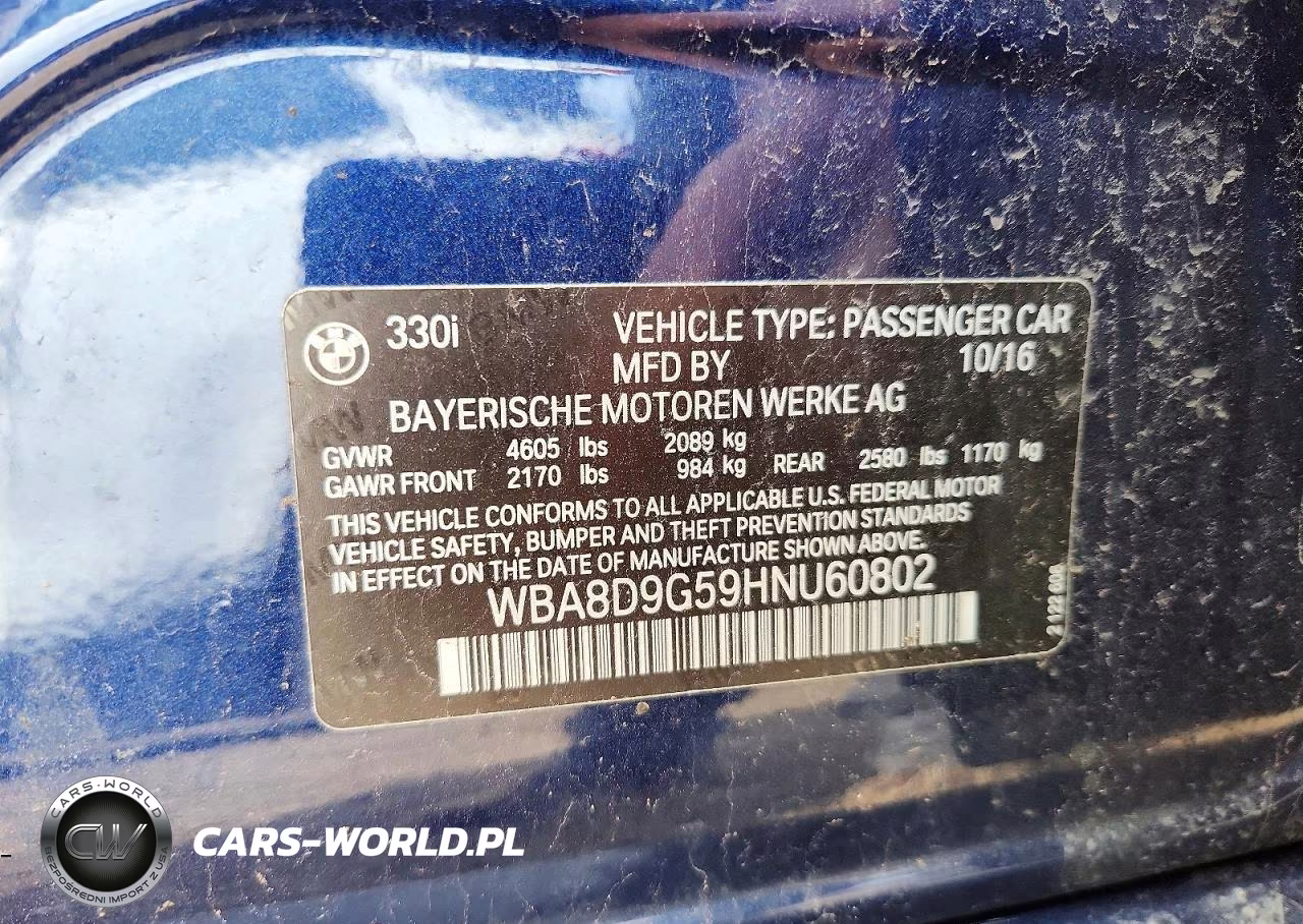2017 BMW 330 Xi VIN:WBA8D9G59HNU60802 - 12