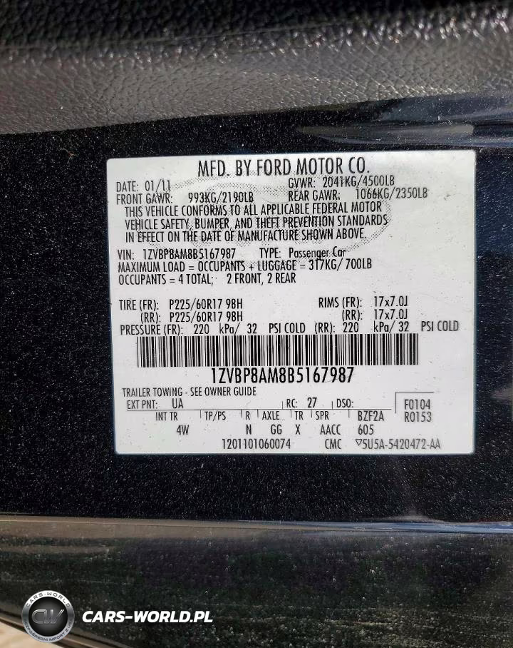 2011 Ford Mustang VIN:1ZVBP8AM8B5167987 - 12