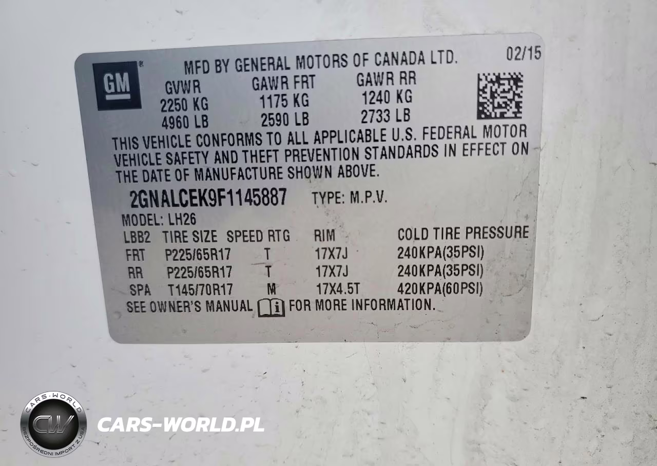 2015 Chevrolet Equinox Lt VIN:2GNALCEK9F1145887 - 14