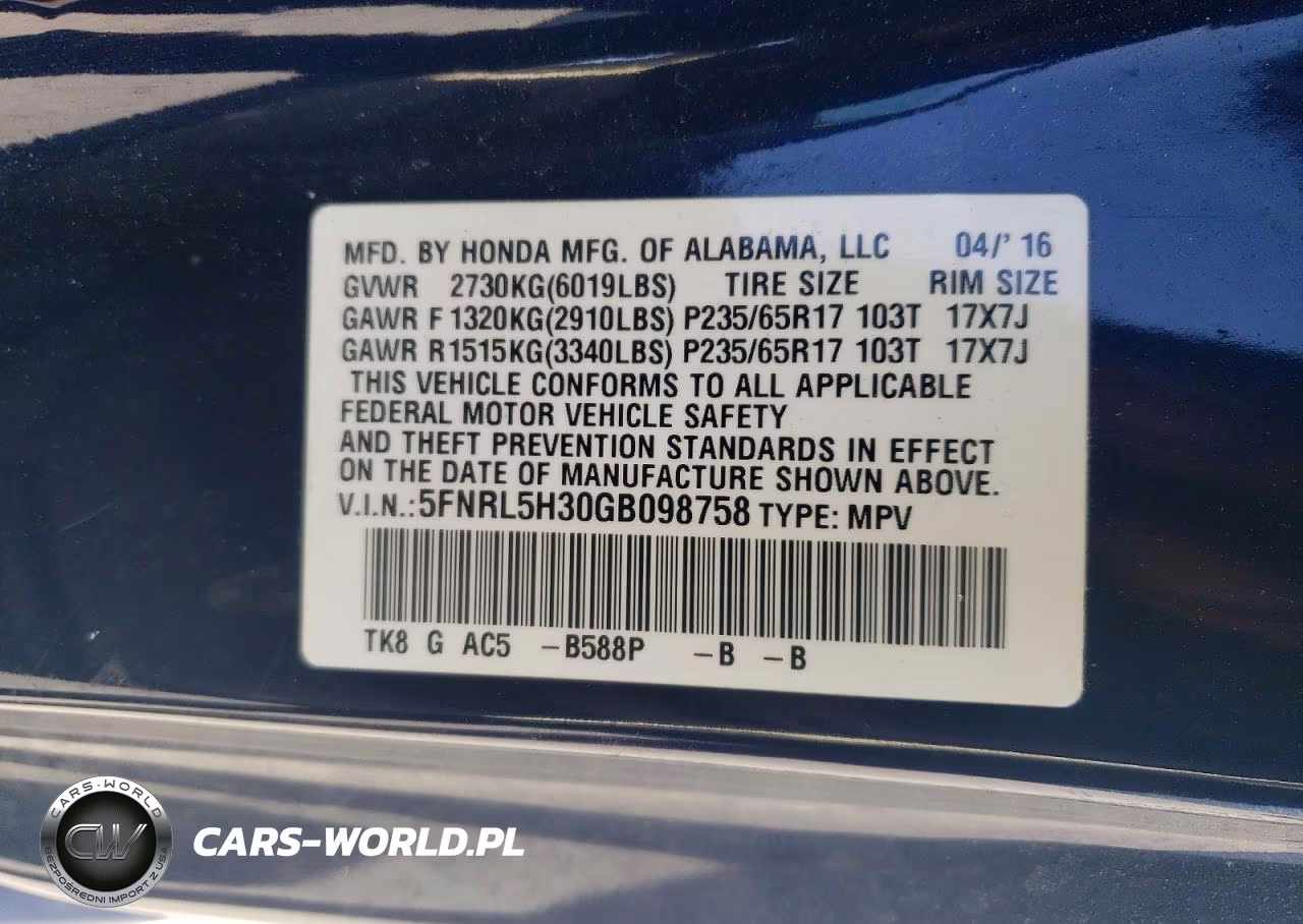 2016 Honda Odyssey Se VIN:5FNRL5H30GB098758 - 13