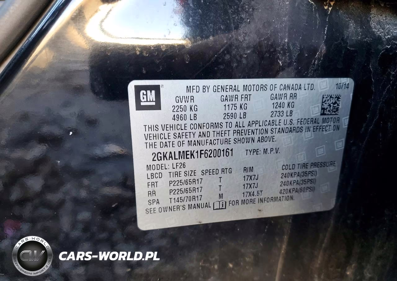 2015 GMC Terrain Sle VIN:2GKALMEK1F6200161 - 13