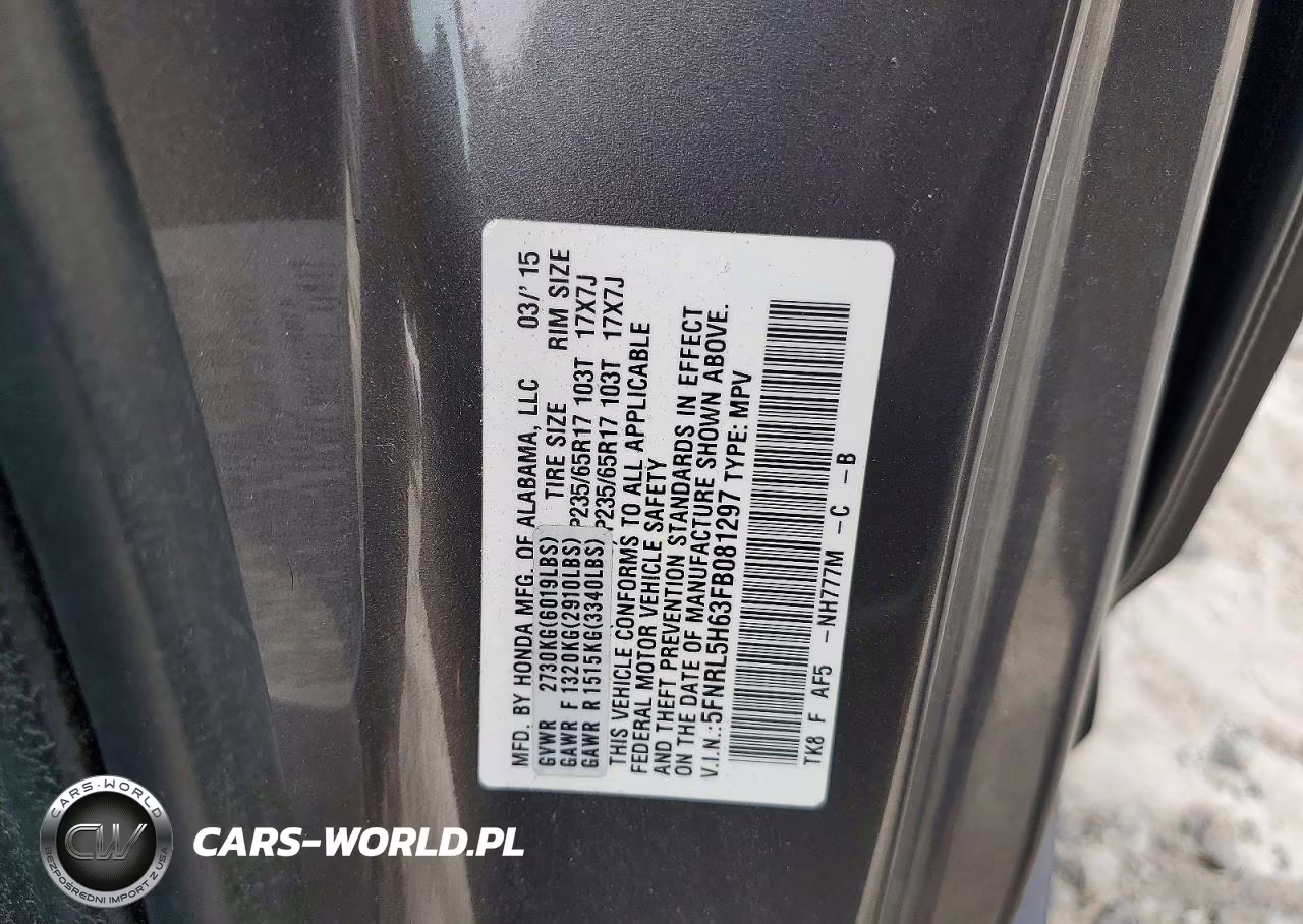 2015 Honda Odyssey Exl VIN:5FNRL5H63FB081297 - 13