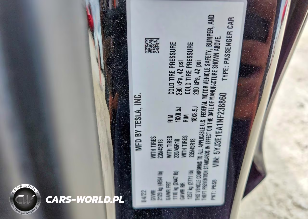 2022 Tesla Model 3 VIN:5YJ3E1EA1NF238860 - 12