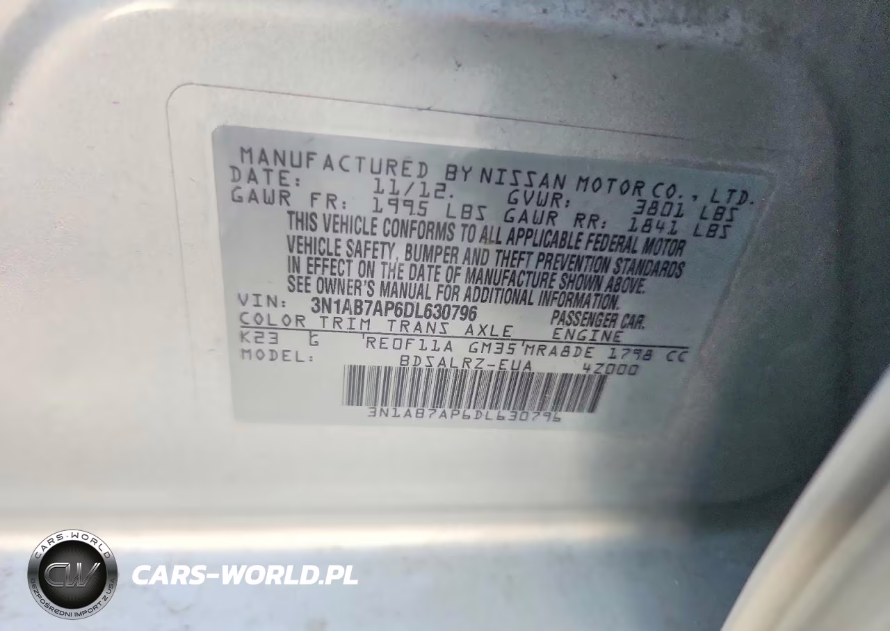 2013 Nissan Sentra S VIN:3N1AB7AP6DL630796 - 12