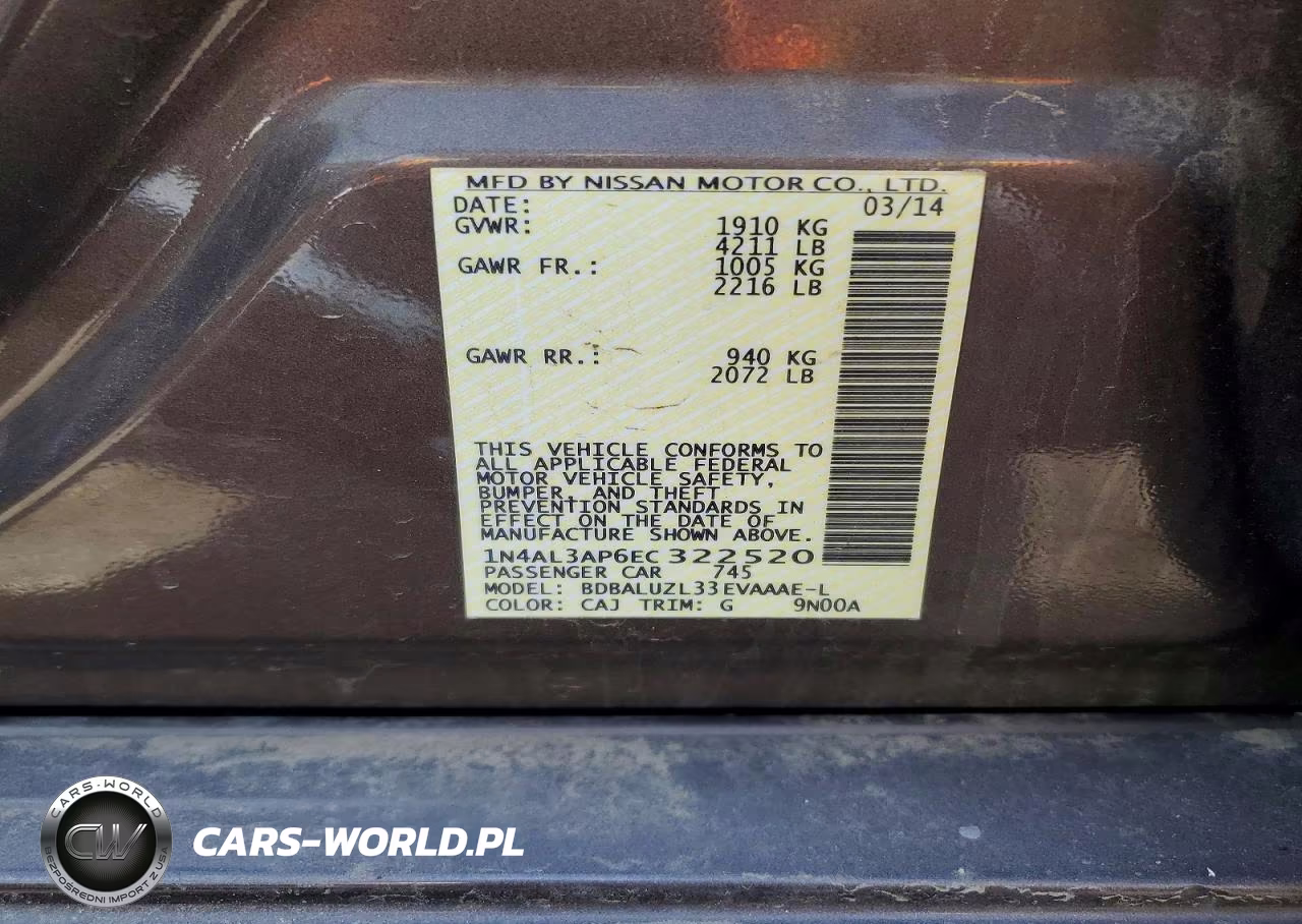 2014 Nissan Altima 2.5 Sv VIN:1N4AL3AP6EC322520 - 12