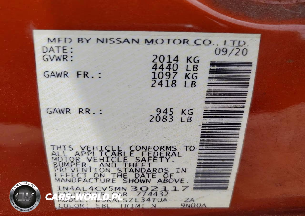 2021 Nissan Altima VIN:1N4AL4CV5MN302117 - 12