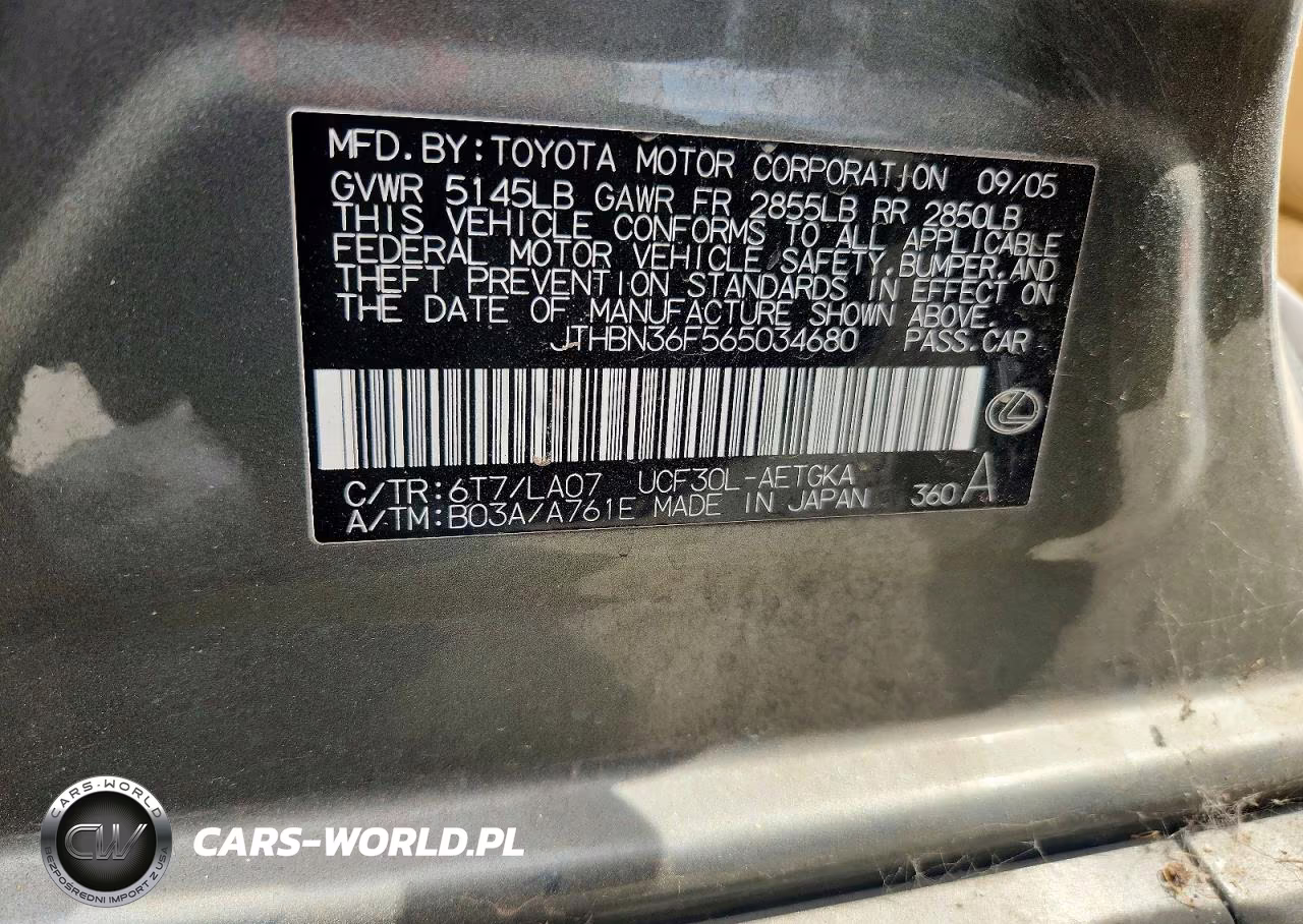 2006 Lexus Ls 430 Base VIN:JTHBN36F565034680 - 12