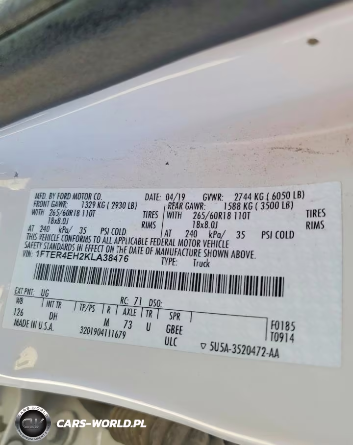 2019 Ford Ranger Xl VIN:1FTER4EH2KLA38476 - 12