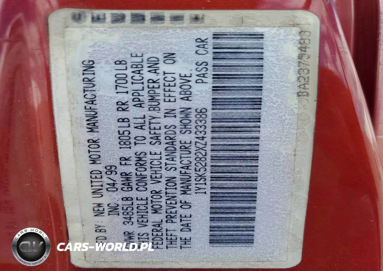 1999 Chevrolet Geo Prizm Base VIN:1Y1SK5282XZ433386 - 12