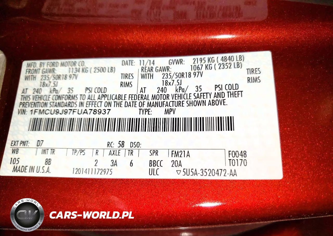 2015 Ford Escape Titanium VIN:1FMCU9J97FUA78937 - 14