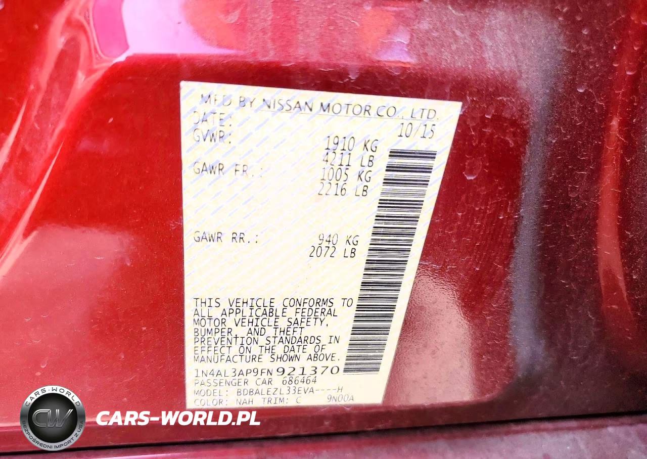2015 Nissan Altima 2.5 S VIN:1N4AL3AP9FN921370 - 12