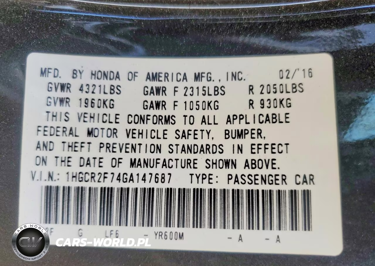 2016 Honda Accord Ex VIN:1HGCR2F74GA147687 - 12