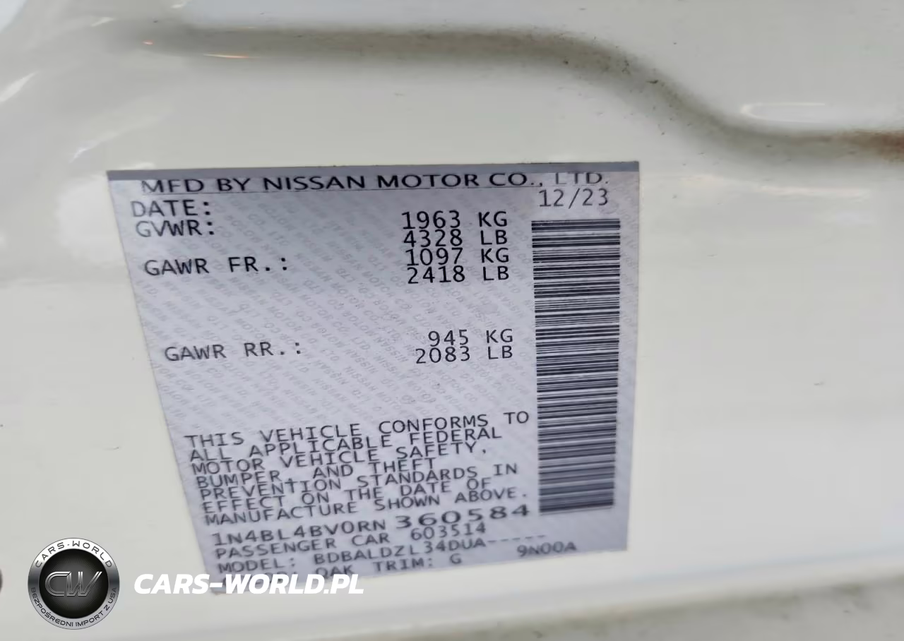 2024 Nissan Altima 2.5 S VIN:1N4BL4BV0RN360584 - 12