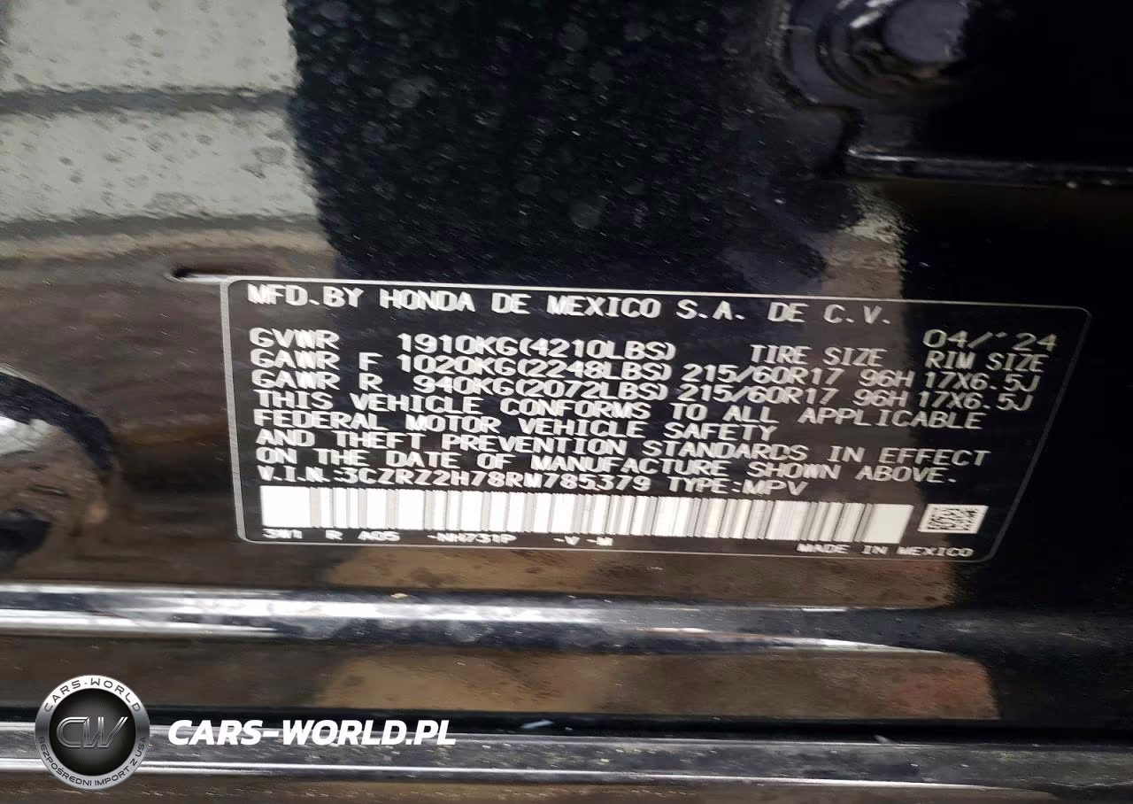 2024 Honda Hr-V Exl VIN:3CZRZ2H78RM785379 - 13